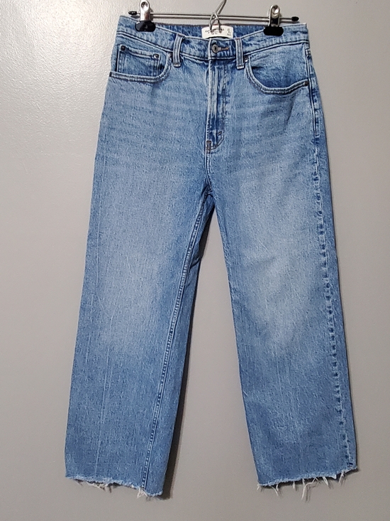 Abercrombie & Fitch Denim - Abercrombie 90s Relaxed High Rise Stone Wash Denim Jeans Raw Hem Women's Sz 27
